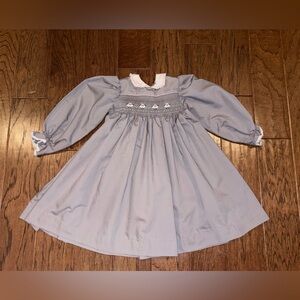 Handmade Smocked Handmade Sheep Design Gray Dress Girls